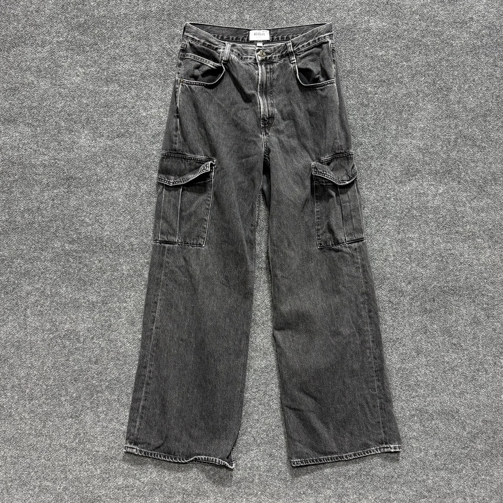 AGOLDE Jeans Womens 28 Charcoal Wash High Rise Relaxed Wide Leg Cargo Denim